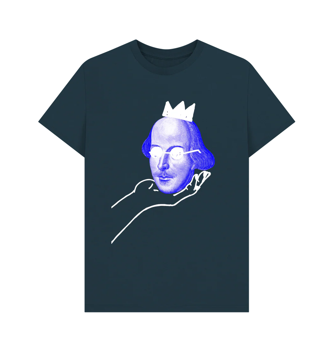 Unisex Bard & Bold Cotton T-Shirt - Dark Blue - Image 3