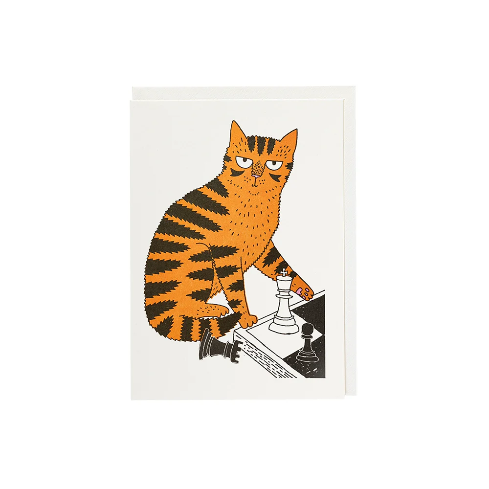 Chess Cat Greetings Card