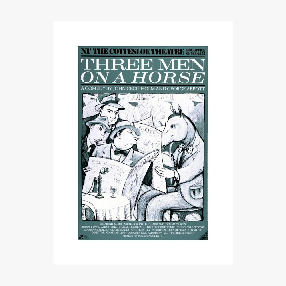 Three Men on a Horse 1987 Print - Image 2