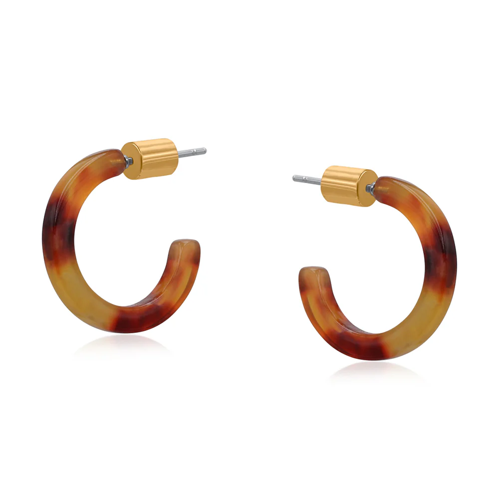 Resin Hoop Earrings - Orange/Lilac